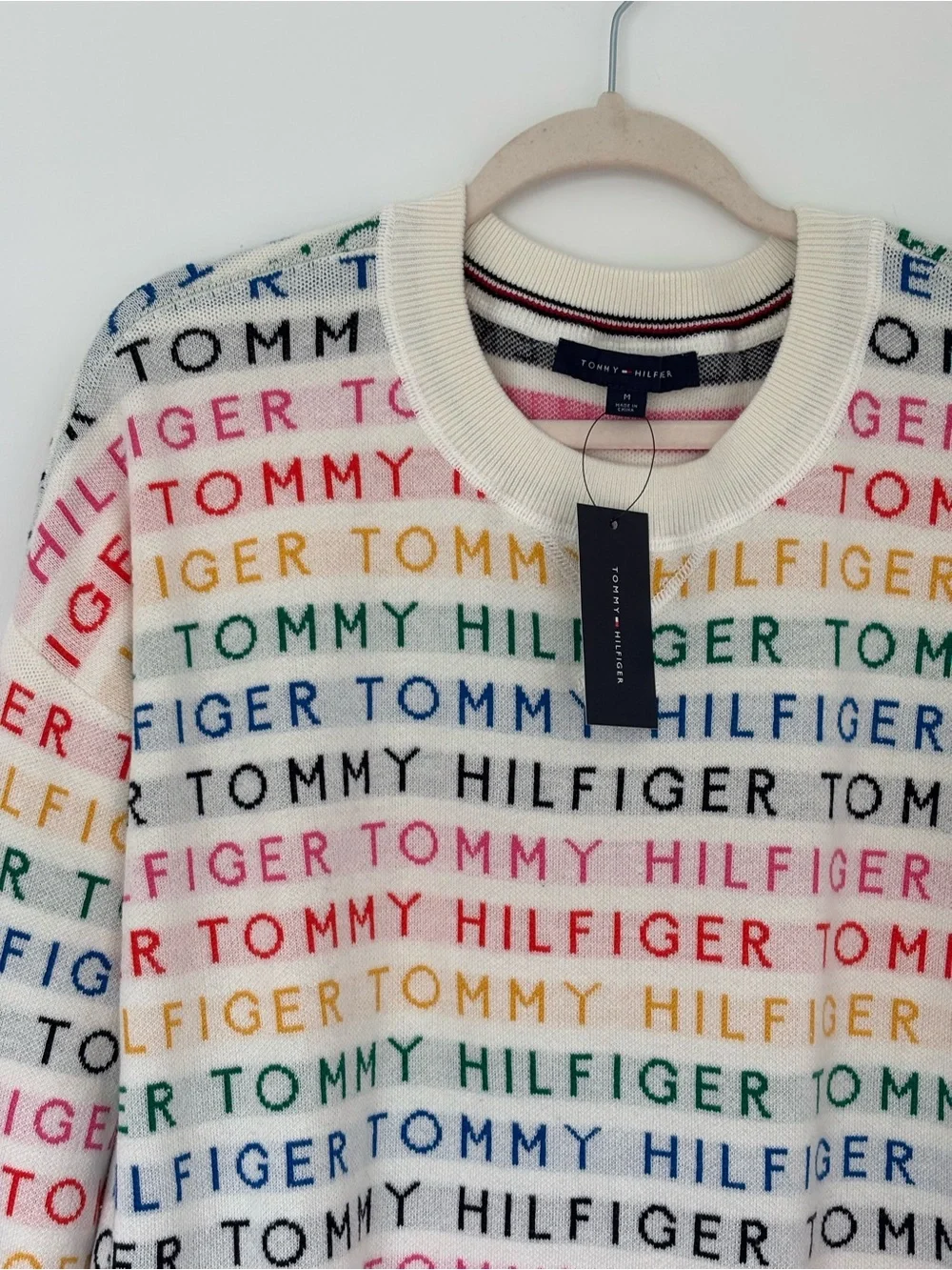 NWT Tommy Hilfiger Pride Rainbow Logo all-over Print Knit Sweater M